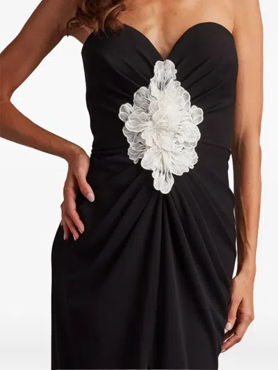 Tadashi Shoji Bos25324l Long Formal Slit Ruffle Evening Prom Dress In Black