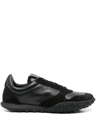 Jil Sander Low Laced Sneakers With Vulcanized Rubber Sole In Black