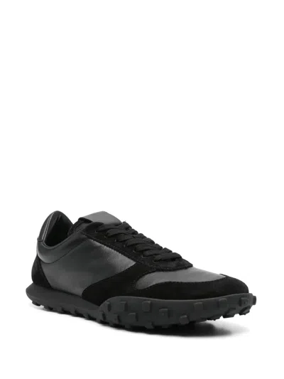 Jil Sander Low Laced Sneakers With Vulcanized Rubber Sole In Black