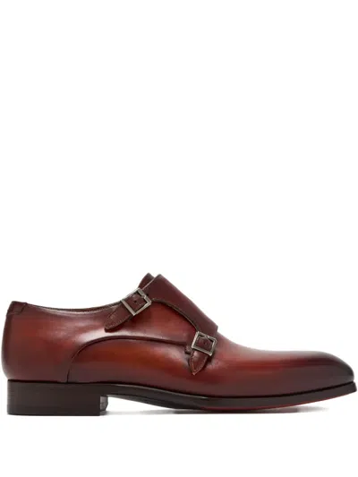 Magnanni Double-buckled Leather Monk Shoes