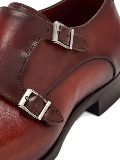 Magnanni Double-buckled Leather Monk Shoes