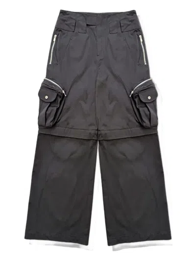 DIFFRACTION CONVERTIBLE CARGO WIDE-LEG TROUSERS