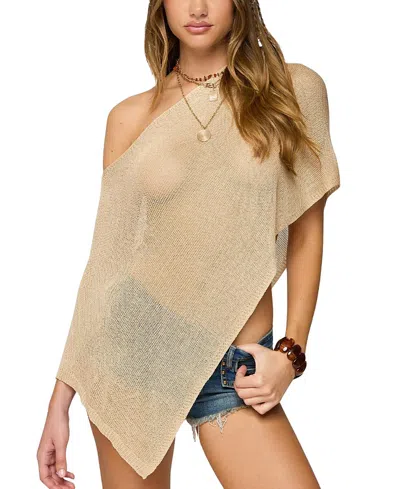 Edikted Azalia Asymmetric Knit Top In Neutral