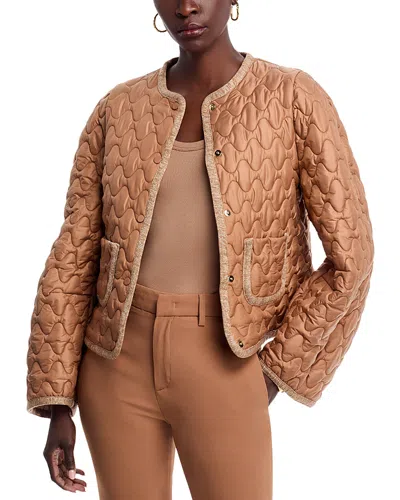 Fabiana Filippi Quilted Single-breasted Puffer Jacket In Brown
