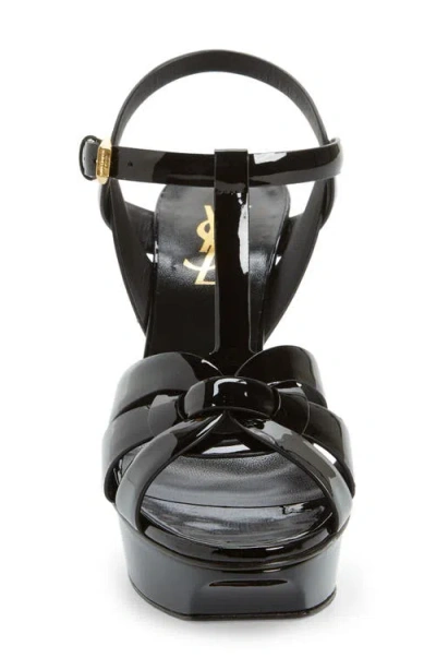 Saint Laurent Tribute 105 Patent Leather Platform Sandals In Black