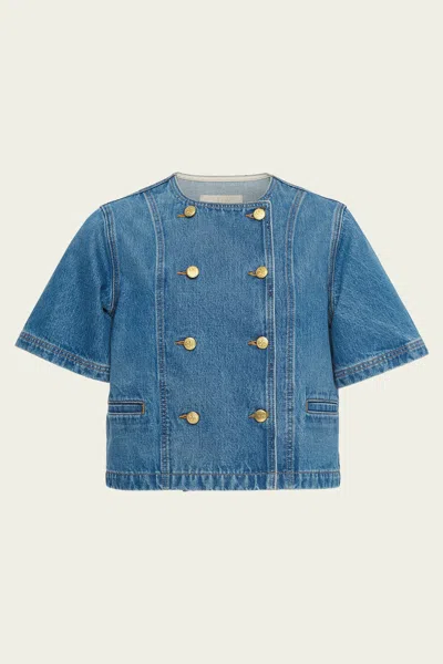 Ulla Johnson The Serge Short Sleeve Jacket In Danube In Blue