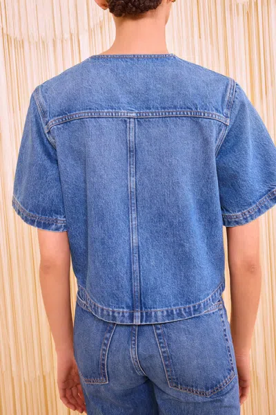 Ulla Johnson The Serge Short Sleeve Jacket In Danube In Blue
