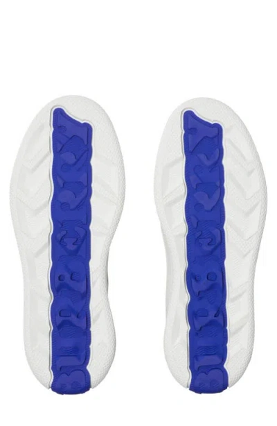 Burberry Low-top Leather Sneakers With Check Inserts In White