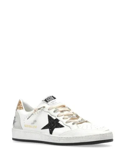 Golden Goose Ballstar Leather Upper And Toe Glitter Star And Heel Suede Spur Shoes