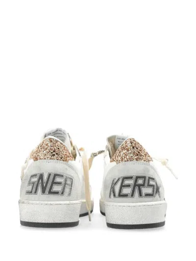 Golden Goose Ballstar Leather Upper And Toe Glitter Star And Heel Suede Spur Shoes