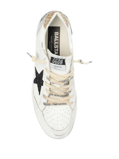 Golden Goose Ballstar Leather Upper And Toe Glitter Star And Heel Suede Spur Shoes