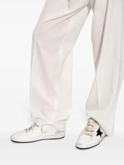 Golden Goose Ballstar Leather Upper And Toe Glitter Star And Heel Suede Spur Shoes