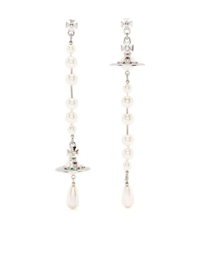 Vivienne Westwood Broken Pearl Earrings In Metallic