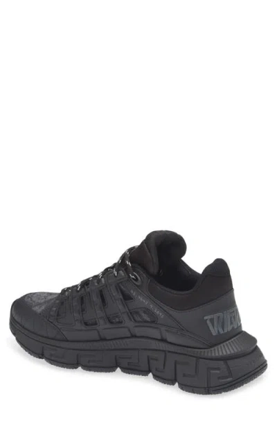 Versace Trigreca Sneakers With Baroque Jacquard Motif In Black