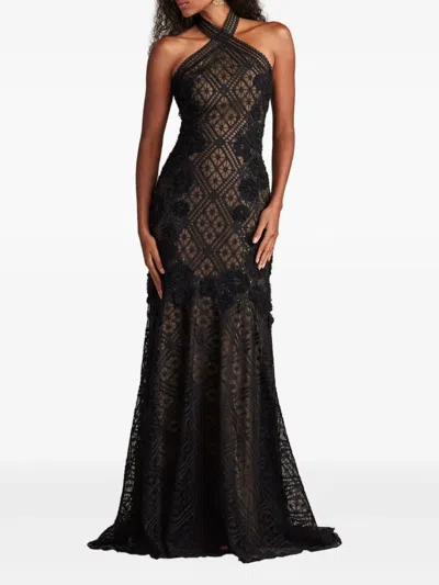 Tadashi Shoji Chr25356l Fitted Long Formal Prom Evening Dress In Brown