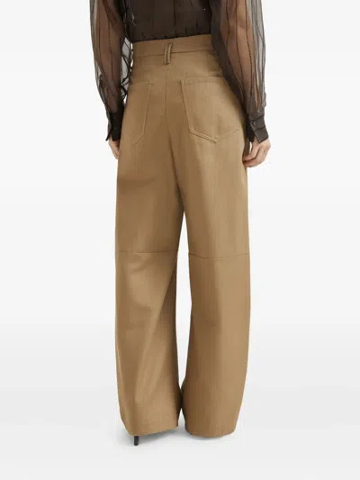 Brunello Cucinelli Trousers With Front Pleats And Wide Leg In Brown