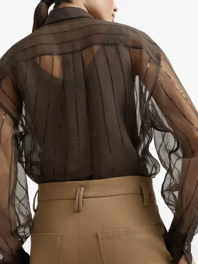 Brunello Cucinelli Trousers With Front Pleats And Wide Leg In Brown