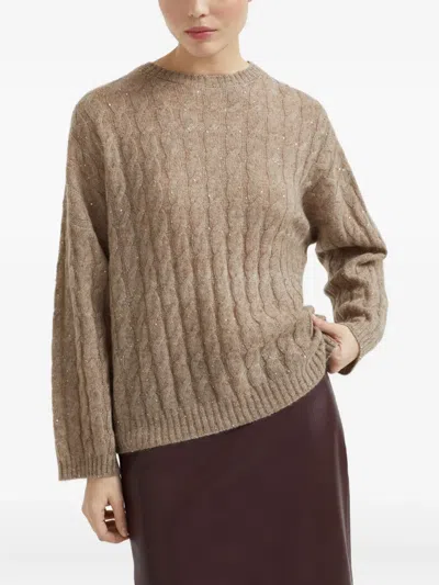 Brunello Cucinelli Mohair-blend Dazzling Hooded Sweater In Brown