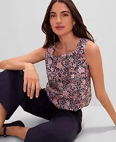 Ann Taylor Petite Weekend Collection Floral Bubble Hem Top