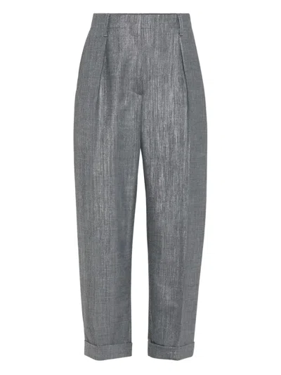 Brunello Cucinelli Sparkling Twill Trousers In Gray