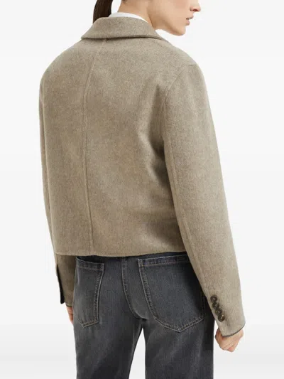 Brunello Cucinelli Hand-crafted Cropped Blazer In Brown