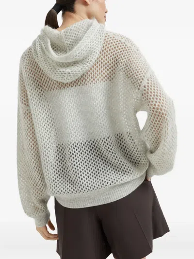 Brunello Cucinelli Dazzling Mesh Sweatshirt In Gray