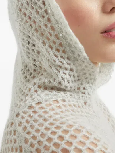 Brunello Cucinelli Dazzling Mesh Sweatshirt In Gray