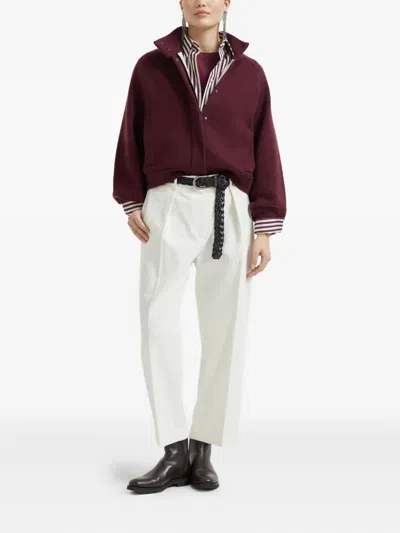 Brunello Cucinelli Cotton T-shirt Embellished Shiny Jewels In Red