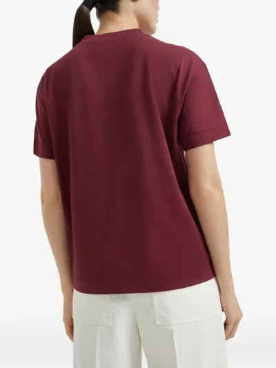 Brunello Cucinelli Cotton T-shirt Embellished Shiny Jewels In Red