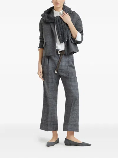 Brunello Cucinelli Fluid Wool Double-faced Crop Jacket