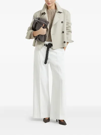 Brunello Cucinelli Textured Ribbed Sweater With Shimmering Threads In Gold