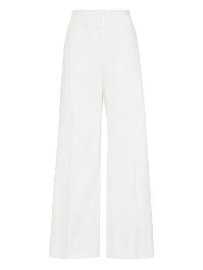 Brunello Cucinelli Stretch Cotton Flared Sartorial Trousers In Gray