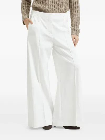 Brunello Cucinelli Stretch Cotton Flared Sartorial Trousers In Gray