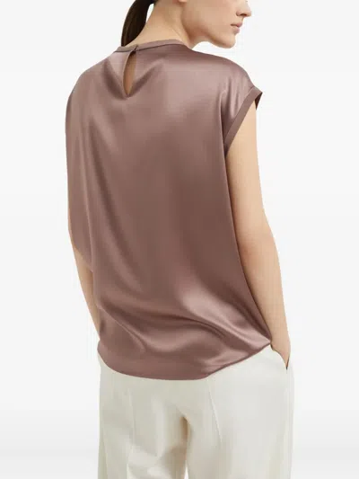 Brunello Cucinelli Lightweight Cashmere And Silk Sweater With Lurex Inserts In Brown