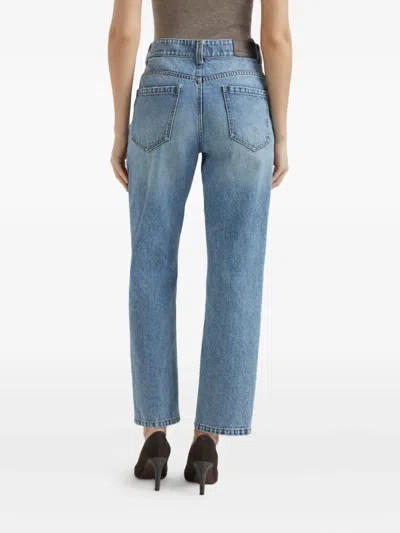 Brunello Cucinelli Logo Patch Mid-rise Straight-fit Jeans In Blue