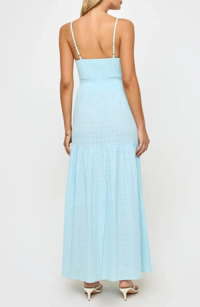L*space Lspace Mallorca Smocked Cover-up Maxi Dress In Blue