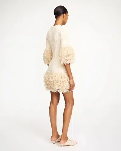 By Malene Birger Lina Shearling-trimmed Knit Cotton Mini Dress In Brown