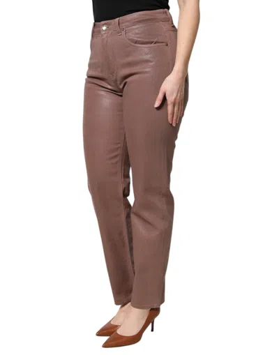 Pre-owned Dolce & Gabbana Brown Cotton High Waist Tapered Denim Women's Jeans ()