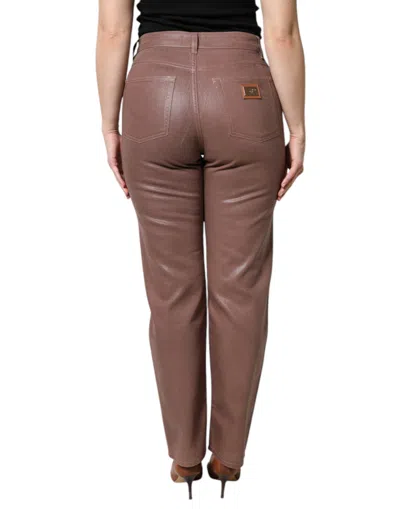 Pre-owned Dolce & Gabbana Brown Cotton High Waist Tapered Denim Women's Jeans ()