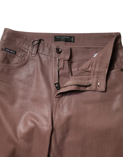 Pre-owned Dolce & Gabbana Brown Cotton High Waist Tapered Denim Women's Jeans ()