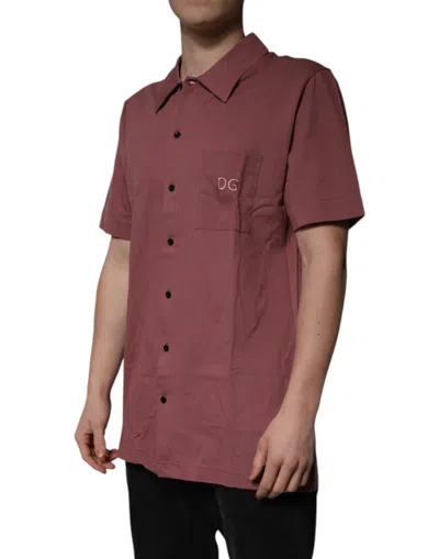 Dolce & Gabbana Dark Pink Button Down Casual Polo Men Shirt In Pink