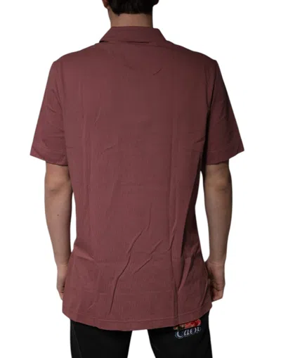 Dolce & Gabbana Dark Pink Button Down Casual Polo Men Shirt In Pink
