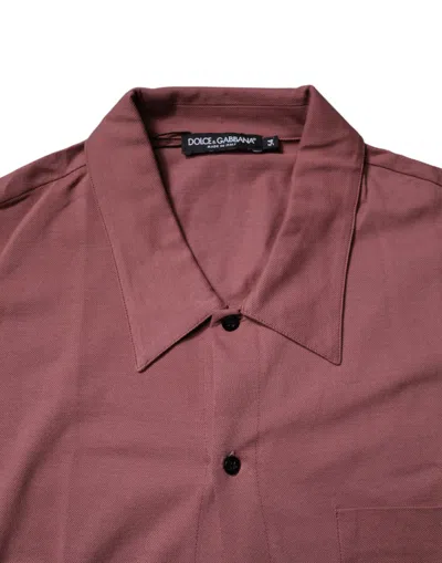 Dolce & Gabbana Dark Pink Button Down Casual Polo Men Shirt In Pink
