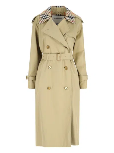 Burberry Castleford Check Collar Water Resistant Gabardine Trench Coat