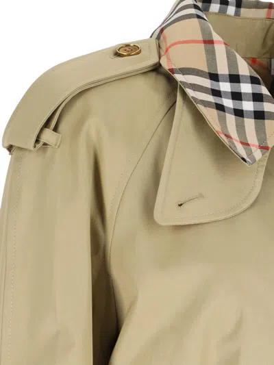 Burberry Castleford Check Collar Water Resistant Gabardine Trench Coat