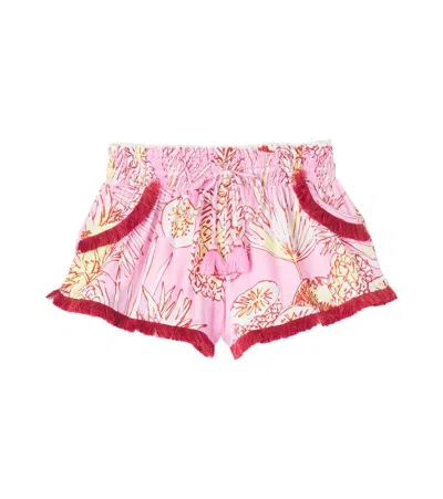 Poupette St Barth Lulu Printed Fringed Shorts In Multi