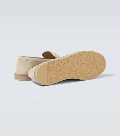 Brunello Cucinelli Loafers With Round Toe And Suede Finish In Neutral