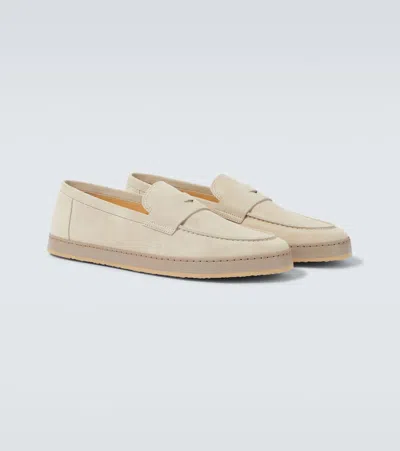 Brunello Cucinelli Loafers With Round Toe And Suede Finish In Neutral