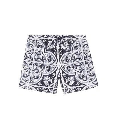 Dolce & Gabbana Majolica Swim Trunks In White