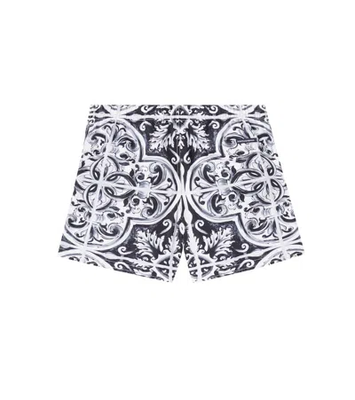 Dolce & Gabbana Majolica Swim Trunks In White